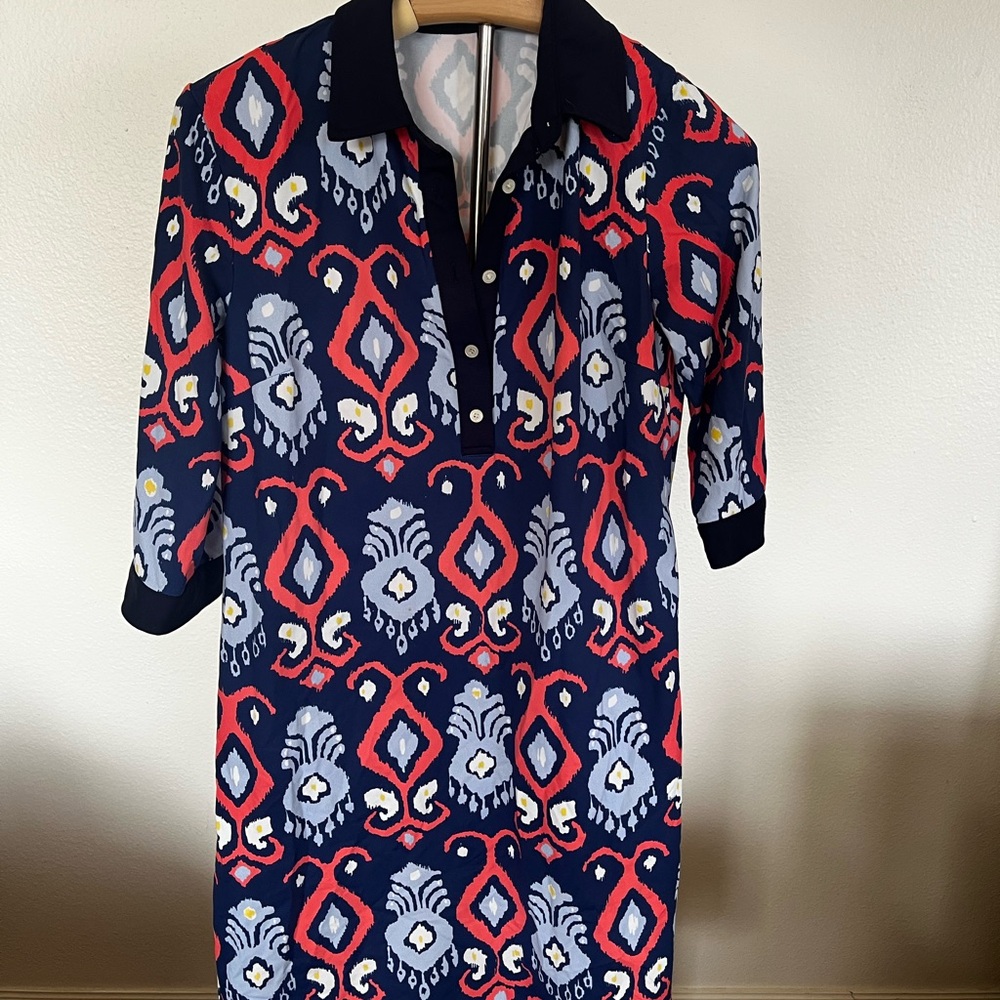 J. McLaughlin Navy Print Midi Dress